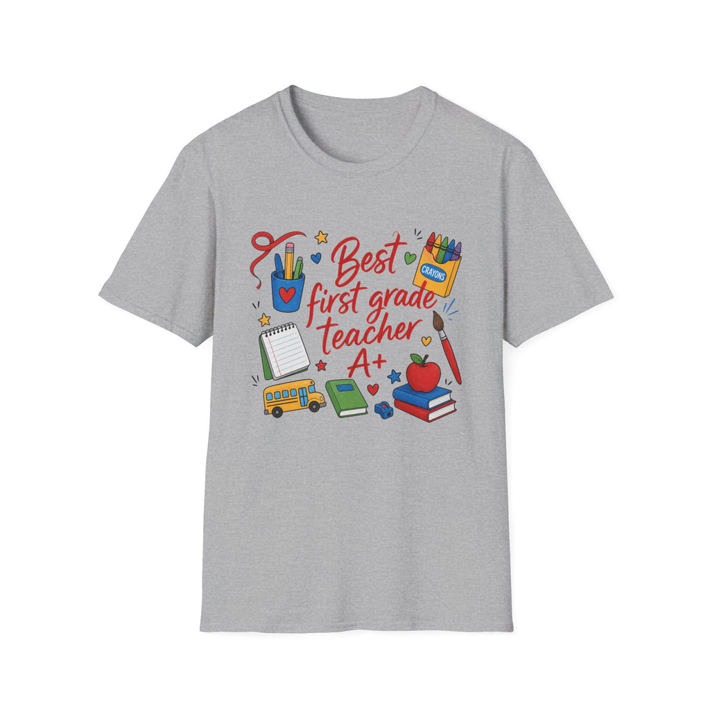 Best First Grade Teacher T-Shirt, Cute School Supplies Design, , Comfort Colors, Comfort Colors 1717, Teacher Gift, Elementary