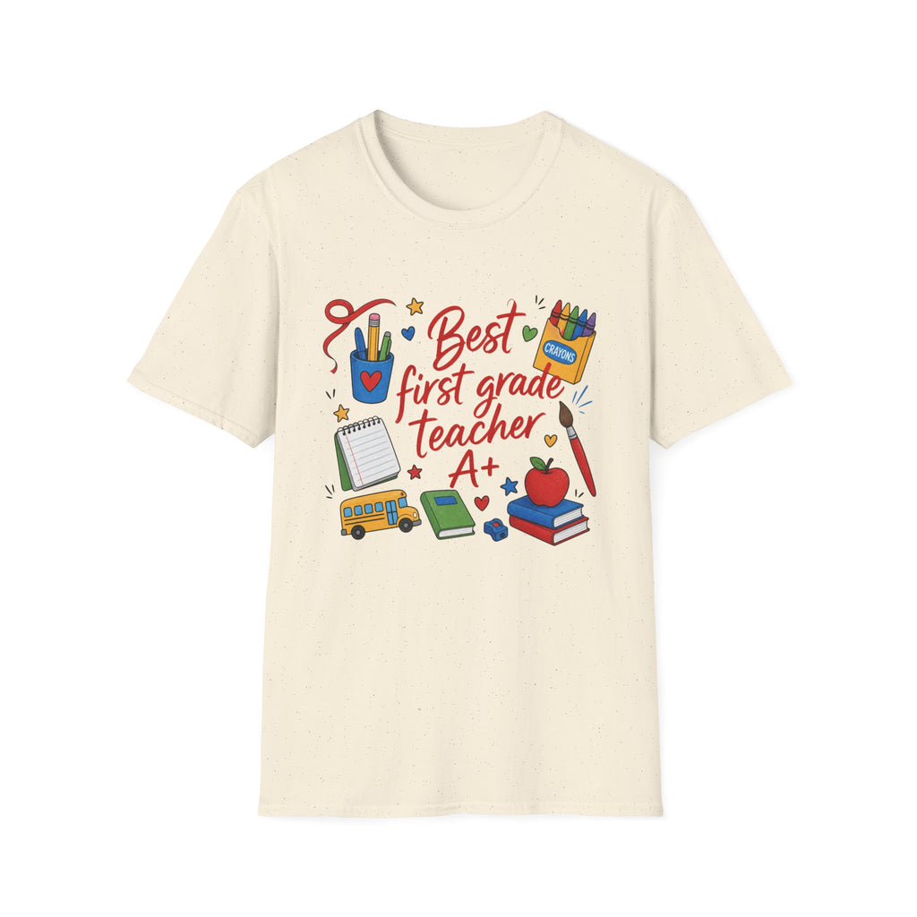 Best First Grade Teacher T-Shirt, Cute School Supplies Design, , Comfort Colors, Comfort Colors 1717, Teacher Gift, Elementary