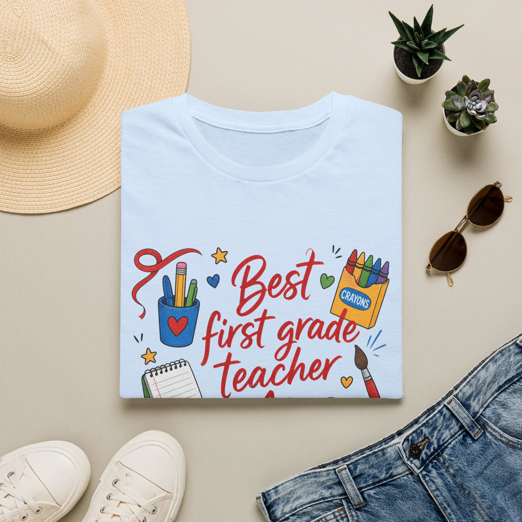 Best First Grade Teacher T-Shirt, Cute School Supplies Design, , Comfort Colors, Comfort Colors 1717, Teacher Gift, Elementary