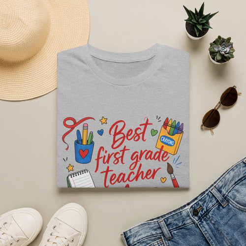 Best First Grade Teacher T-Shirt, Cute School Supplies Design, , Comfort Colors, Comfort Colors 1717, Teacher Gift, Elementary