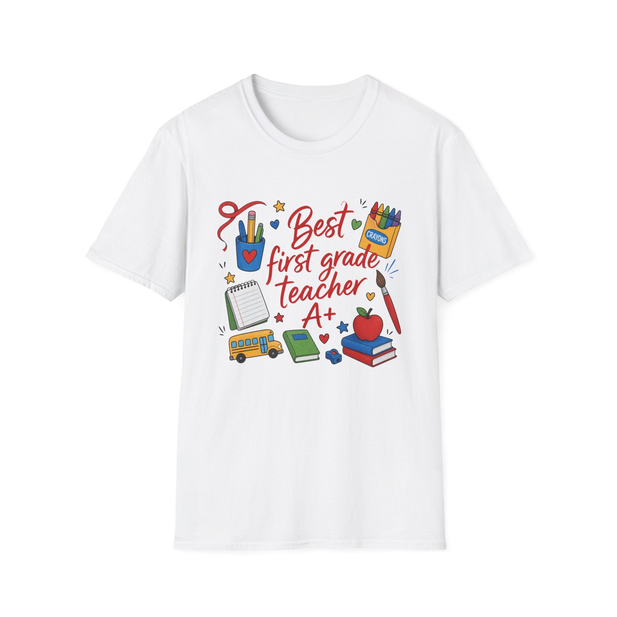 Best First Grade Teacher T-Shirt, Cute School Supplies Design, , Comfort Colors, Comfort Colors 1717, Teacher Gift, Elementary