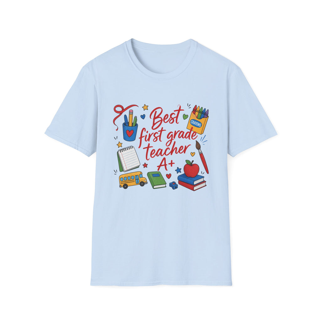 Best First Grade Teacher T-Shirt, Cute School Supplies Design, , Comfort Colors, Comfort Colors 1717, Teacher Gift, Elementary